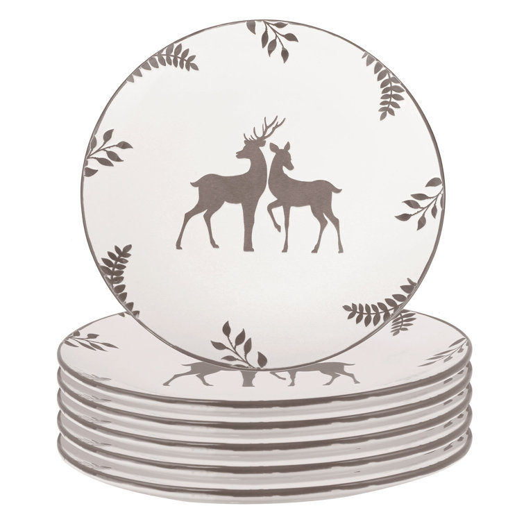 The Seasonal Aisle Set Of 6 Red Stag Christmas Dinner Plates Wayfair